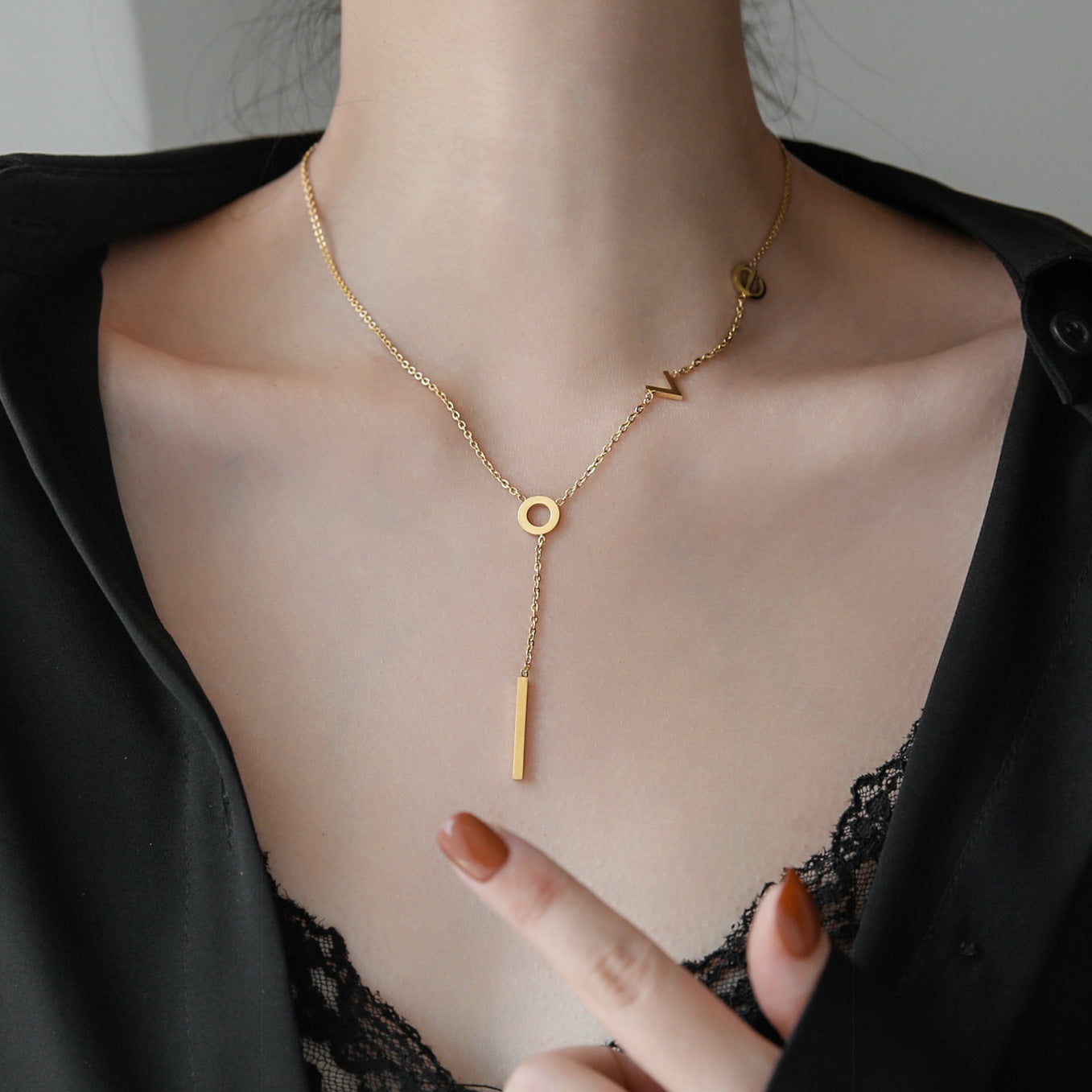 Wholesale LOVE Tassel Necklace Chain Women's Summer Collarbone Chain Simple Niche Woolen Chain Without Fading Valentine's Day